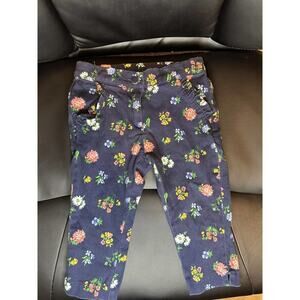 Janie and Jack flower patterned navy pants/slack ruffle pocket 18-24 months
